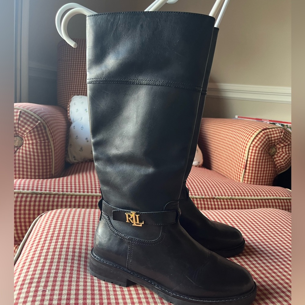 Lauren Ralph Lauren Everly Riding Equestrian Boots Black Size 7.5